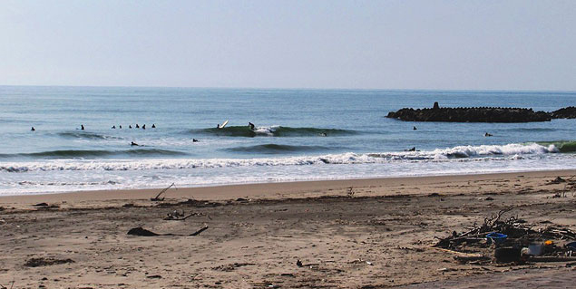 Surfing near Fukushima Surfing some 26 km. from Fukushima. Photo: Rees