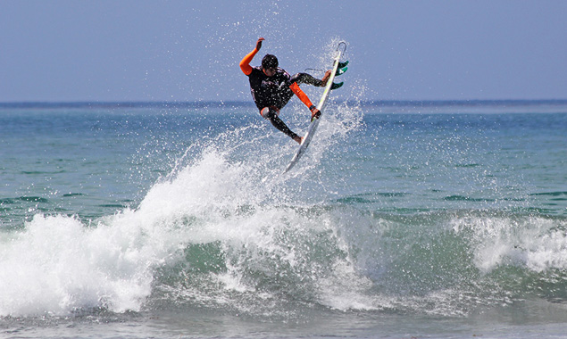 Despite lackluster conditions, Miguel Pupo threw a big air reverse for the maneuver of the day. Photo: Shannon Quirk