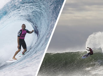 Toto, I have a feeling we're not in Florida anymore. CJ Hobgood and Kelly Slater, far from home. Photos: ASP/Kirstin