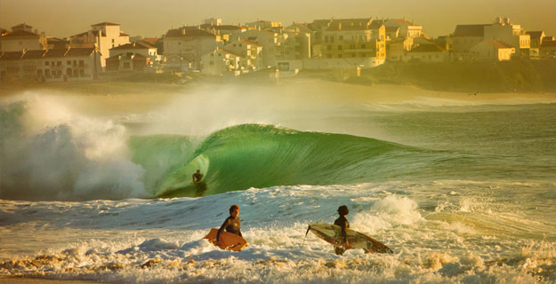 Portugal's Supertubos is one place you absolutely cannot miss, no matter how fast you're going. Photo: Lucas Tozzi
