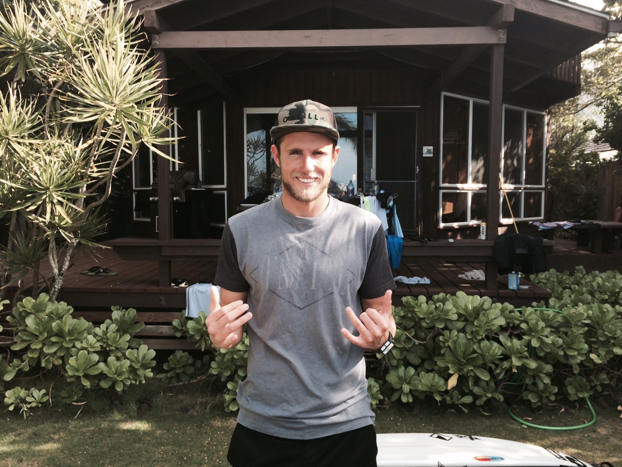 Torrey Meister – double shakes at the O'Neill House during Pipe Masters.