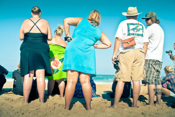 Tourists gathering en-masse. Photo: Justin Jay