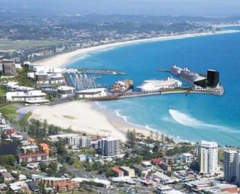 An artist's rendering of the proposed seaport at Kirra. Photo: Mick Fanning Instagram