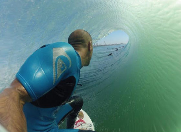 Kelly Slater putting the newest sponsor through its paces. Photo: Kelly Slater