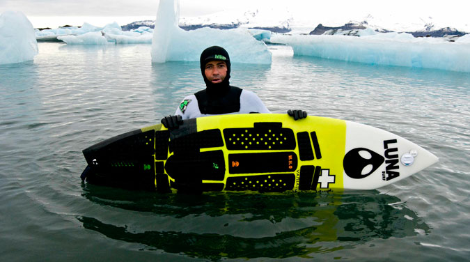 The only reason Ian Battrick is surfing in cold water is to wear a wetsuit thick enough to protect against the dreaded nipple chafe.