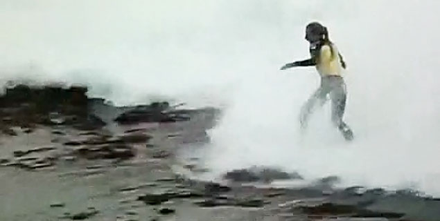 You know what the crazy thing was? After this, she stood up, dusted herself off, and paddled back out like she didn't just wear Bells Beach like a Halloween mask.
