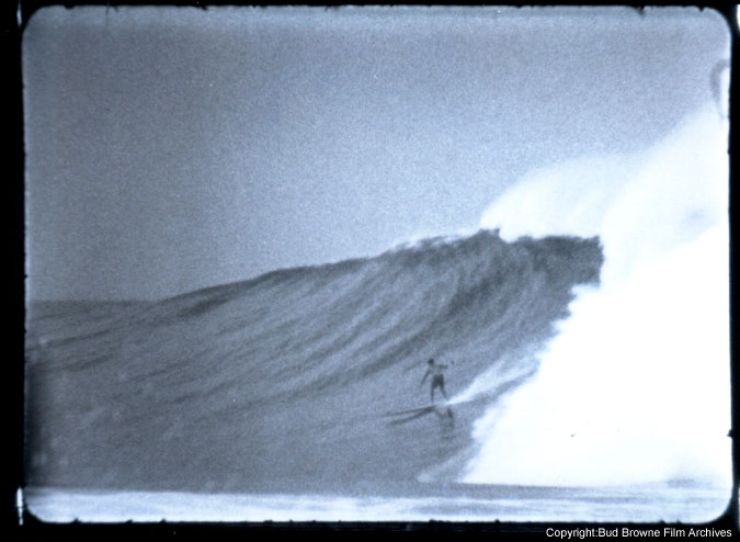 Buzzy Trent on a Makaha monster. Photo: Bud Browne Film Archives