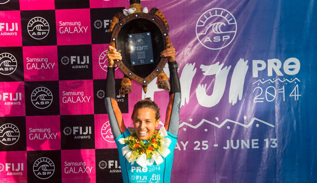 Sally Fitzgibbons won the Fiji Women's Pro at Cloudbreak yesterday in Fiji.