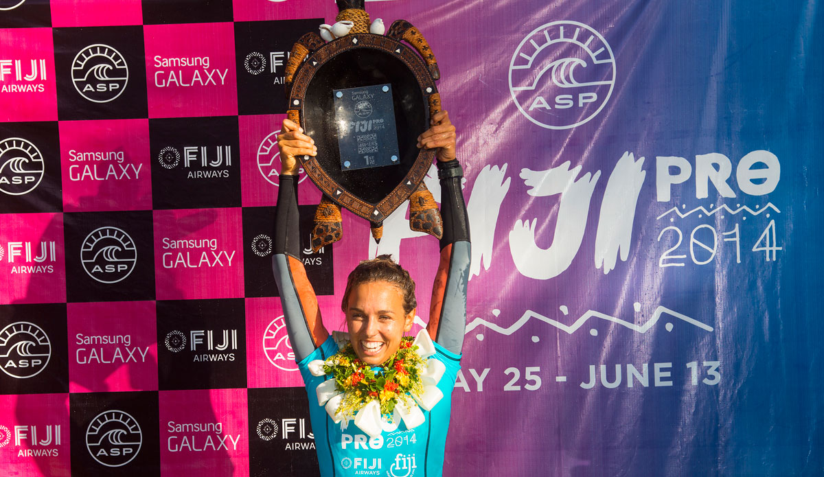 Sally Fitzgibbons won the Fiji Women's Pro at Cloudbreak yesterday in Fiji.