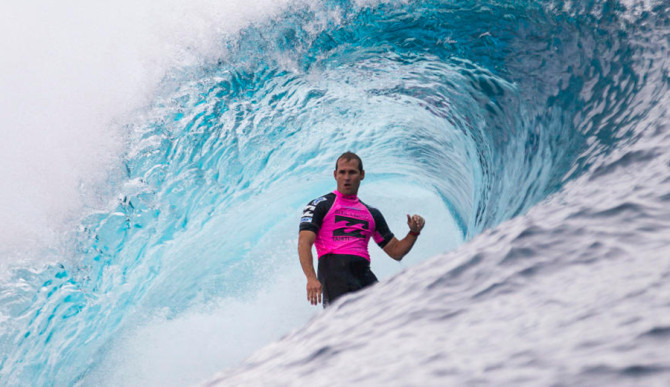 Touted by many as one of the best forehand barrel riders in the world, Hobgood clinched one of many elite tour victories at Teahupoo in 2004. Photo: ASP | Kirstin Scholtz