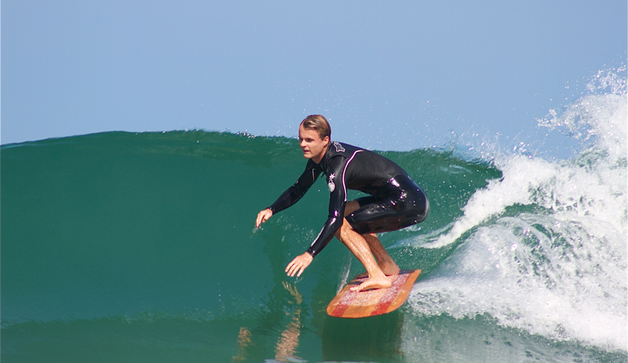 Time to have fun, as Dorian Blanchard does on his alaia. Photo: Chad Richmond