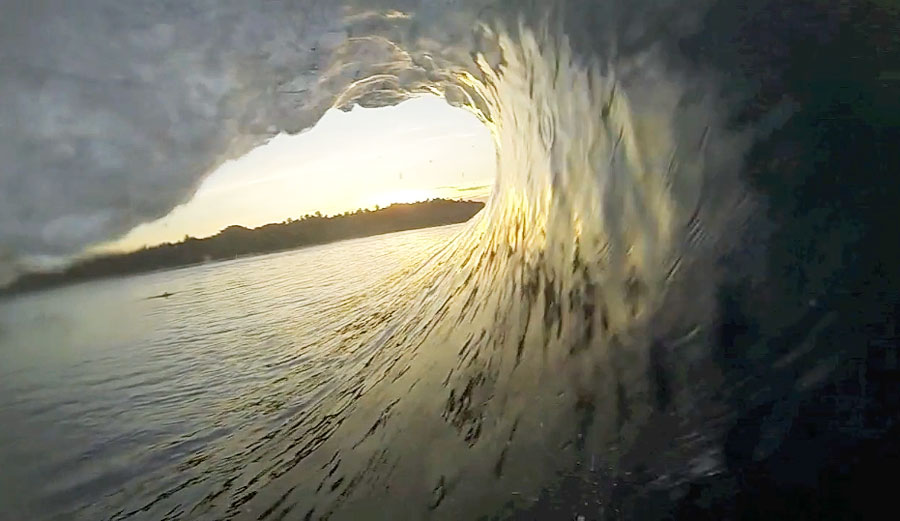 Sit back, relax and enjoy a unique, dreamy sunset passing through some magical changes in light from a surfers point of view riding deep inside the barrel.