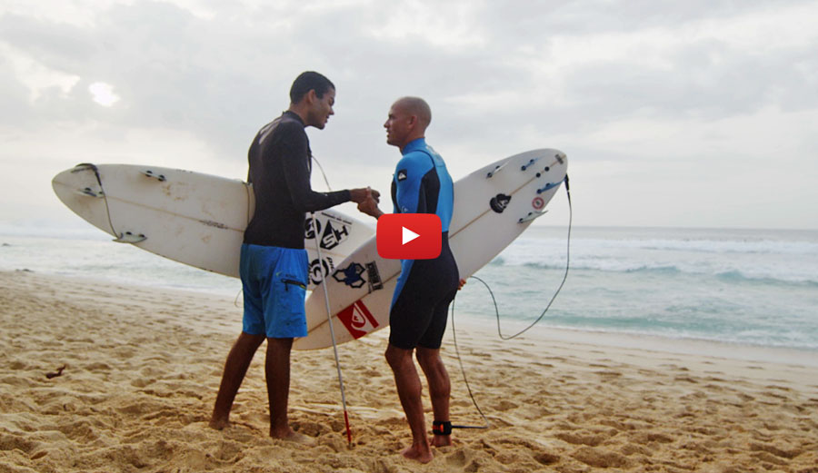 Blind Surfer Derek Rabelo Kelly Slater