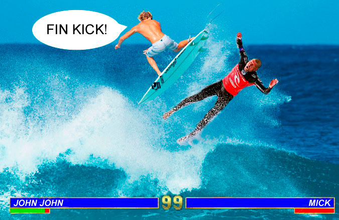 Fin kick to the face, and the crowd goes wild.