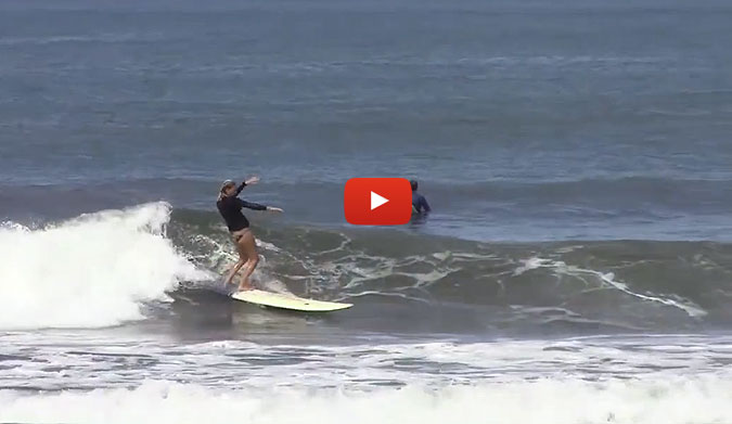 Holly Beck Obermeyer is awesome. She's also still very much surfing. She's determined to surf as long as possible into her pregnancy, listening to her body and taking it easy. And we love it!