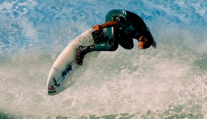 Ruffo, where he <em>really</em> belonged: in the lineup. Photo: Rocky Romano Ruffo Surfing
