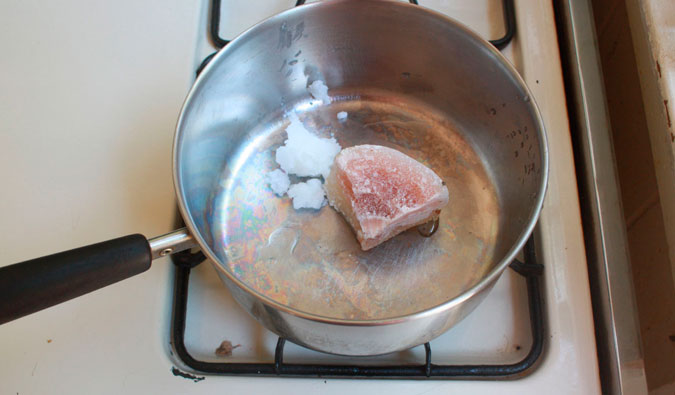 Step 4: Put your candle chunk, your coconut oil, and the sap into a pot together.
