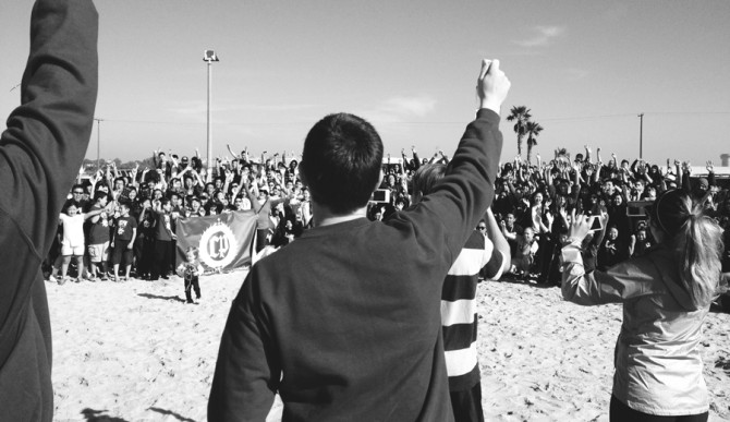 Coastal Playground and Orange County Coastkeeper leading the charge on a beach cleanup. Photo: Andrew Sneddon
