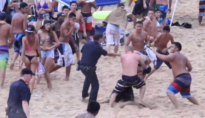 Well, that was unpleasant. A beach fight at Waimea escalated quickly.
