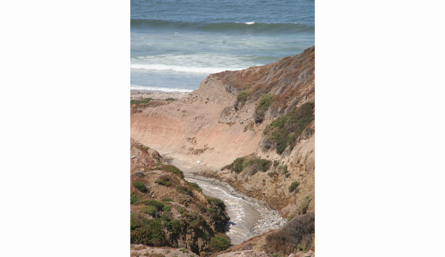 This is not how the coastline should look. Sewage creek at San Antonio del Mar. Photo: Zach Plopper