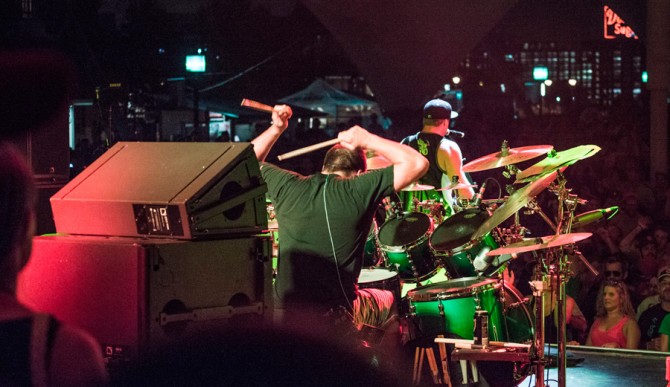 Rymo doing work on the drums, setting the tone for Slightly Stoopid. Photo: Courtesy of Jeff Schad