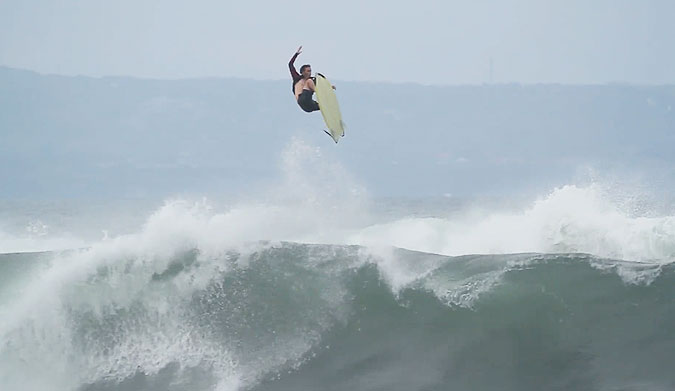 There are two things that really stand out: the bat ray celebrating Wright's barrel at 39 seconds, and probably the most gigantic fly away air ever on a twin fin.