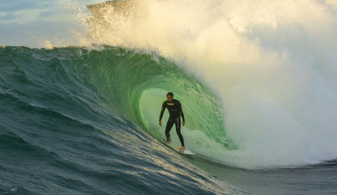Jesse Pollock stands tall on a very average Ours wave. Photo: Red Bull