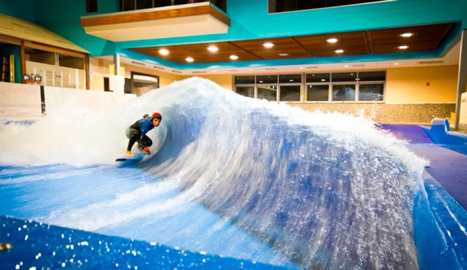 Get barreled in the middle of the country, and outdoors (as opposed to indoors with this Surfstream in New Hampshire). Photo: American Wave Machines