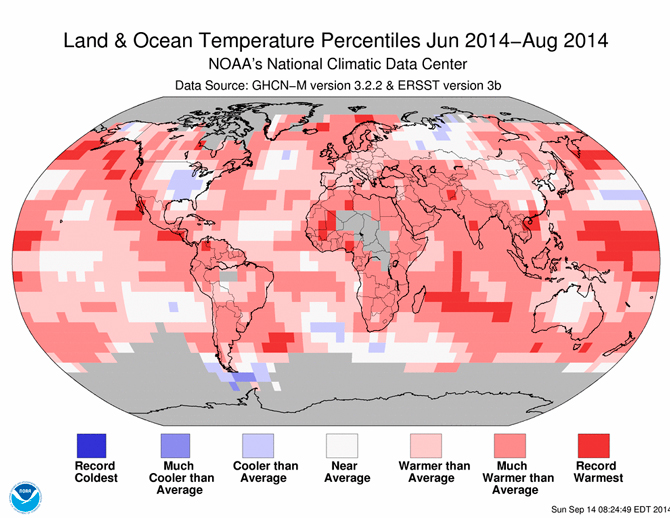 Notice the “Record Warmest” off the coast of Central America where storms form and off Baja where storms enter the SoCal swell window. Image: NOAA