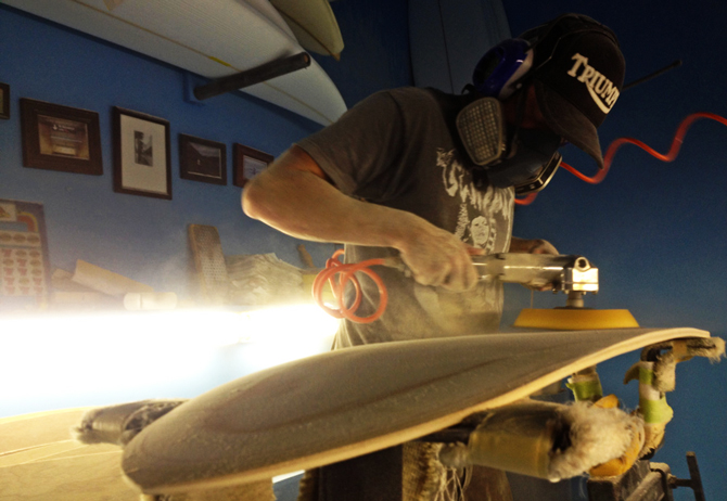 In the shaping bay. Photo: Courtesy of Jones Snowboards