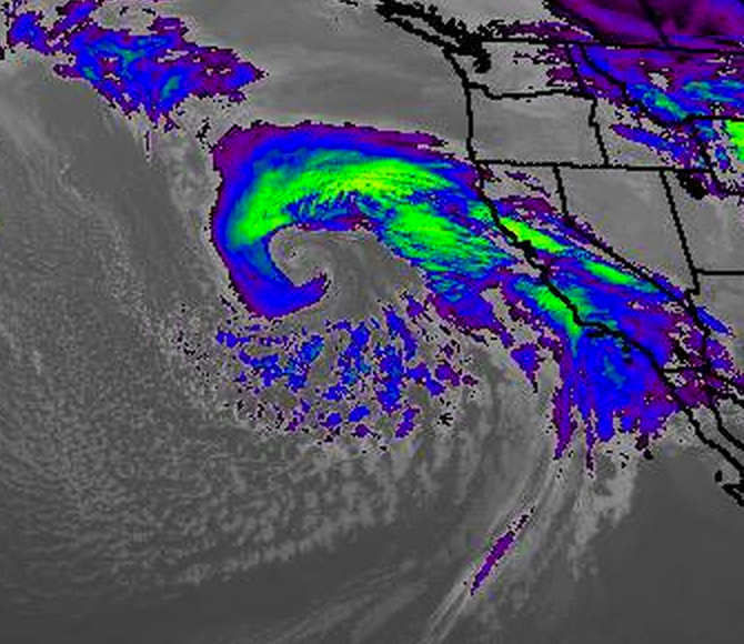 Low pressure near the California coast.  Image: Courtesy of Swell Lines Magazine