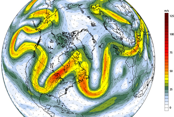 The polar jet stream. Image: NOAA GFS