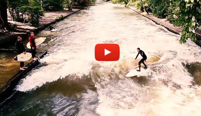 The wave in The Eisbach has turned into a bonafide surfing destination.