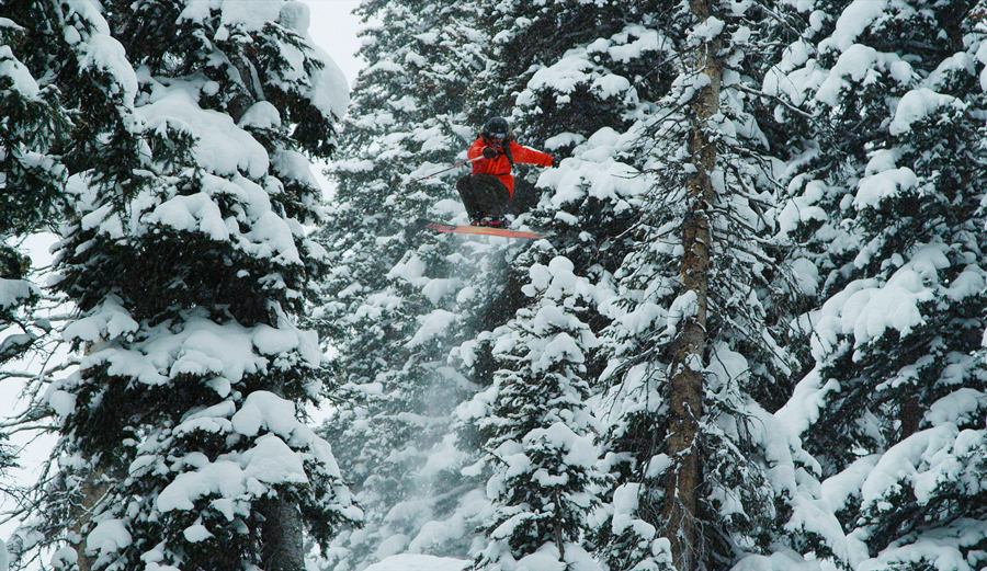 Sage Cattabriga-Alosa blasts through the trees during the filming of Almost Ablaze. Photo: Courtesy of Teton Gravity Research