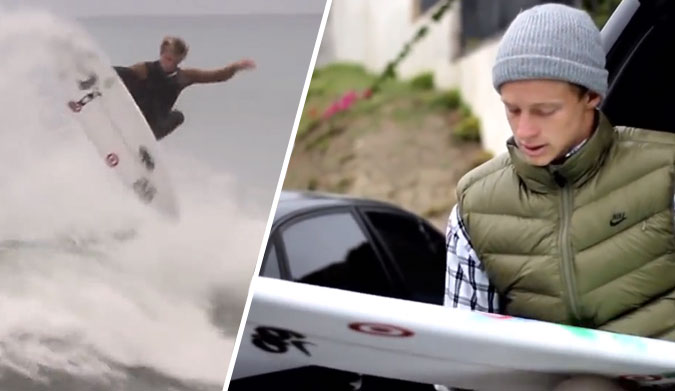 KOLOHE ANDINO RIPPING SMALL WAVES IN SAN CLEMENTE.