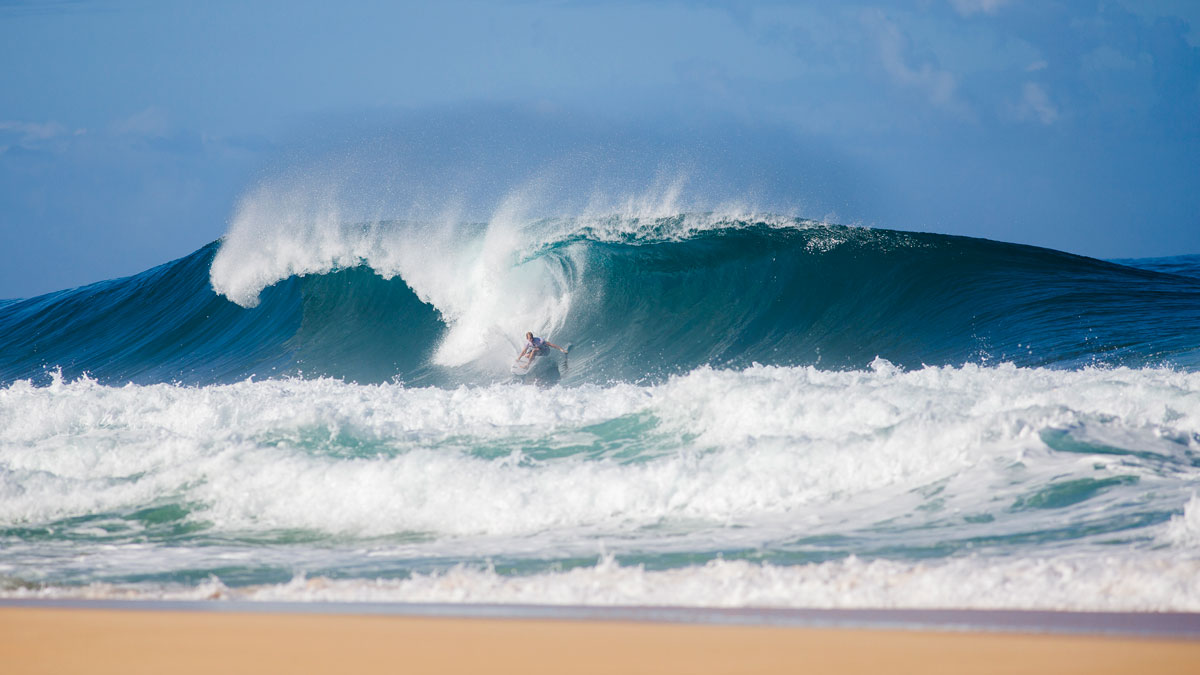 When the morning horn blew, conditions at Pipeline were nearly flawless: double overhead, no wind, and perfectly a-framing barrels folding over the reef at Backdoor and Pipeline.