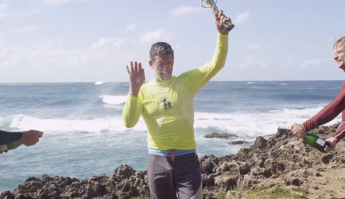 In massive, perfect Turtle Bay conditions, Chris Cote, Ross Williams, Peter Mel, Kaipo Gurrero, Rocky Canon, and Strider Wasilewski put down the mics and pulled on the jerseys.