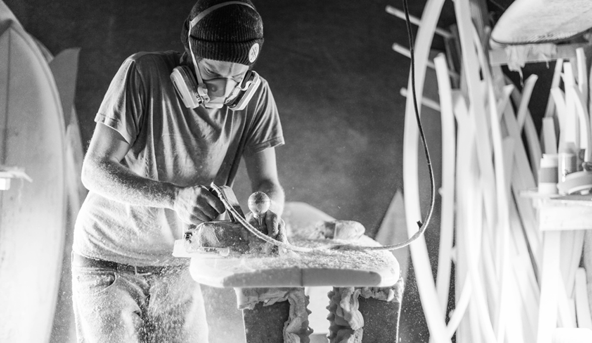 Inside the shaping room in Rhode Island.