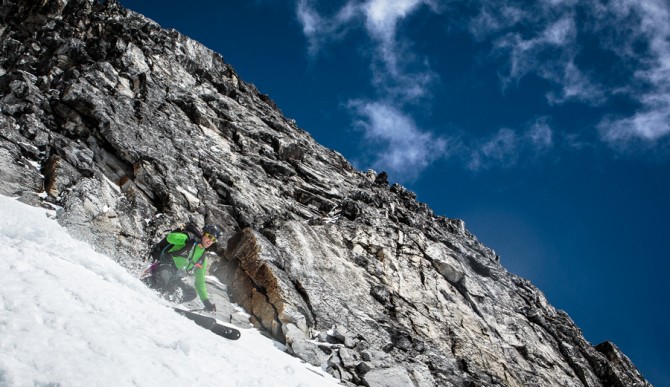 Sometimes “Cascade Concrete” can reach north, far past the Cascades. We encountered these conditions while skiing in June in an area of the Alaska Range known as Little Switzerland. Photo: Spencer James