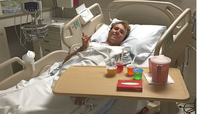 Back in December, he took off on a Backdoor bomb, didn't quite make the drop, and promptly had his spleen ruptured by the falling lip.