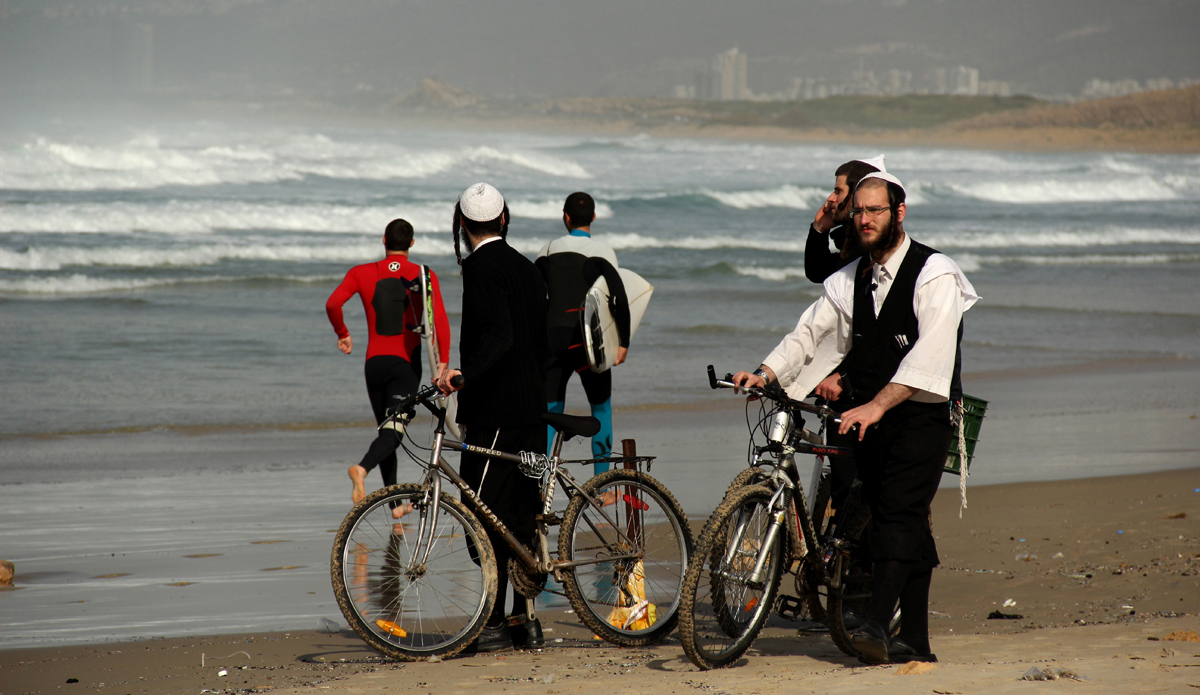 Surfing in Israel.