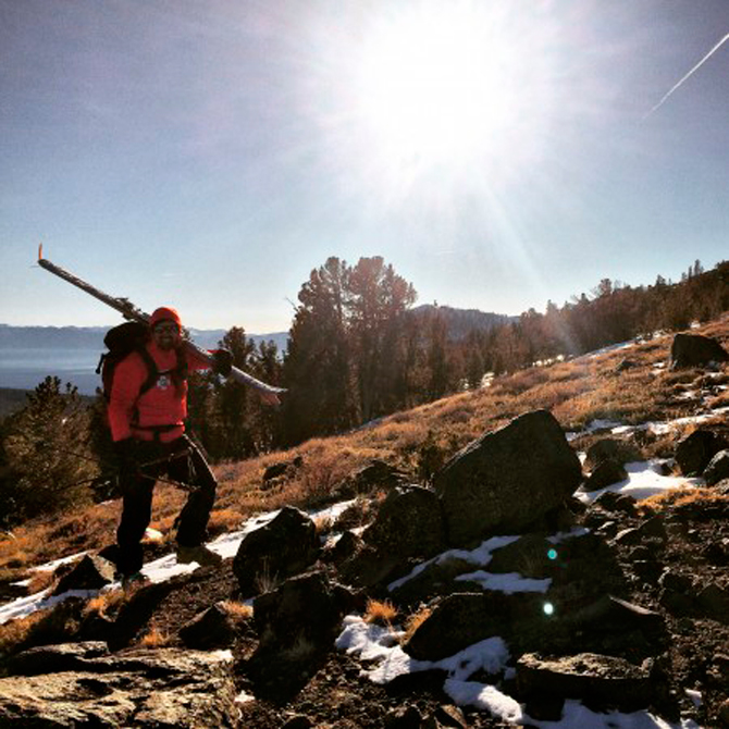 The warm, dry winter has been extremely tough on the Sierra’s snowpack. This photo from the last weekend in January shows how one must ascend the southern ridgeline of Tamarack Peak, a popular backcountry ski destination near Mt. Rose. Photo: Ian Bolliger