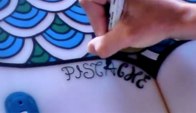 Surfboard paint art