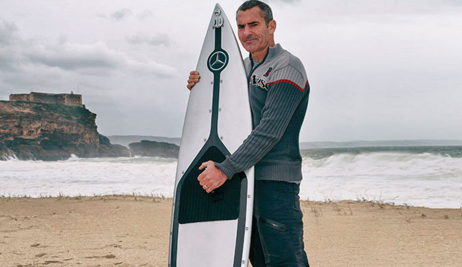 Garrett McNamara with a board made from Varial Foam.