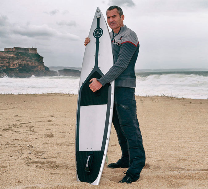 Garrett McNamara with a board made from Varial Foam. 