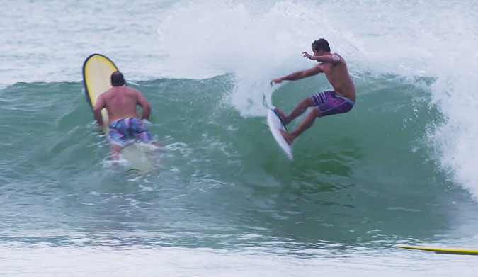 Small waves, big crowd, and Julian's still ripping.