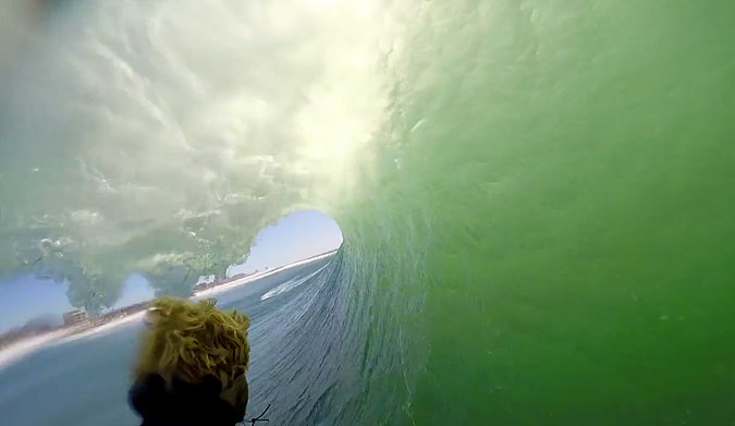 Everyone loves barrels. Surfers, clowns, monkeys... everyone except fish, especially if someone's shooting at them.
