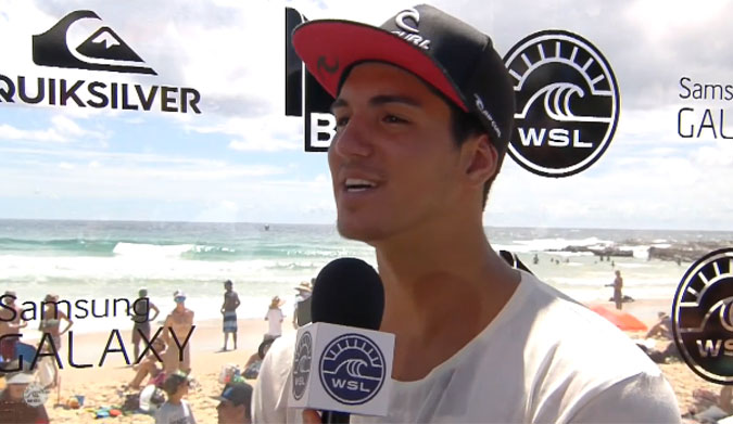 Gabriel Medina, upset on the world stage.