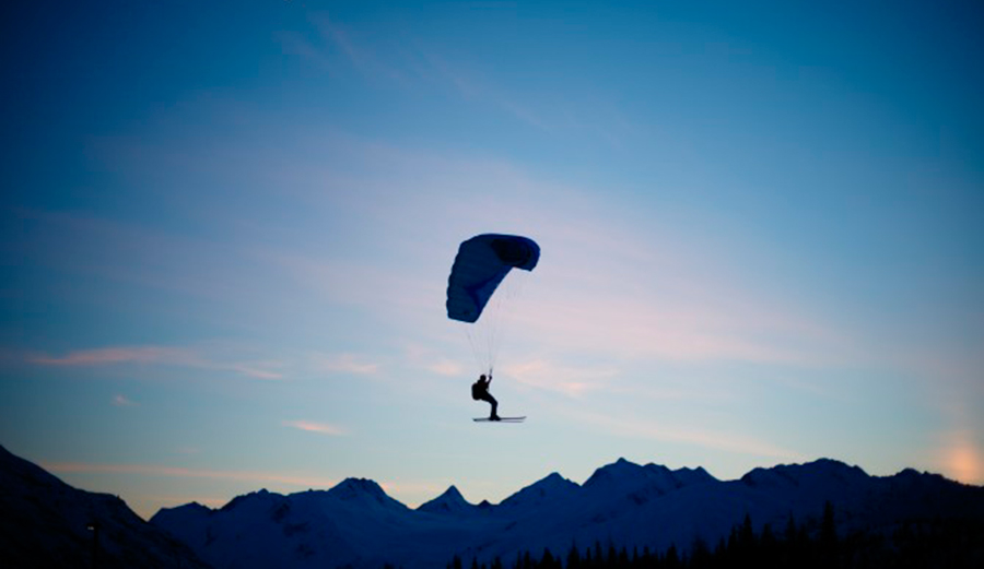We were admiring the scenery on our last day in the Chugach when we heard the loud rip and pop of a parachute opening and saw this speed flier coasting to a stop in the neighboring parking lot. That’s Valdez for you… Photo: Spencer James