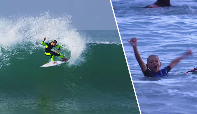 "It's better to be a grom," says Jett, "because you get to be more happy, have fun, and the waves are always head high."